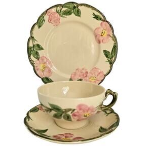 Vintage Franciscan Ware Desert Rose Dessert Plate Cup Saucer Set California USA